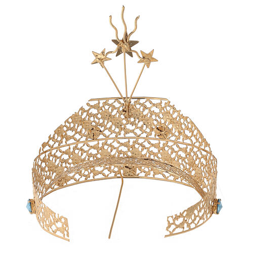 Diadem aus Messing mit goldener Filigranarbeit und Strasssteinen 7