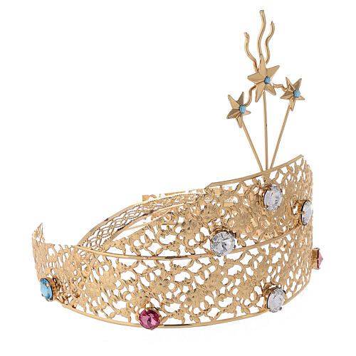 Diadem of filigree of gold plated brass and rhinestones 5