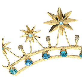 Golden brass crown with rhinestones