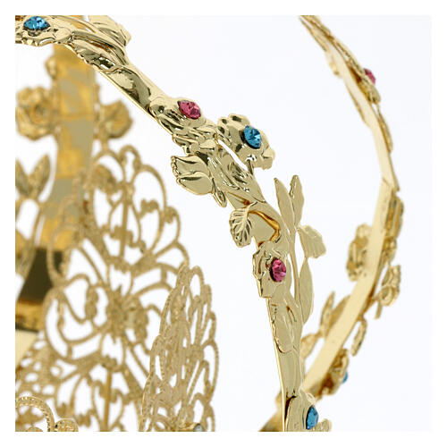 Crown for statues, gold plated brass and colourful rhinestones, 20 cm 11