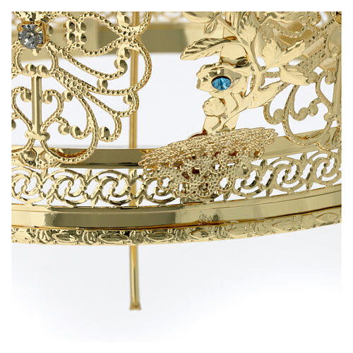 Coroa para imagens latão dourado com strass coloridos 20 cm 13