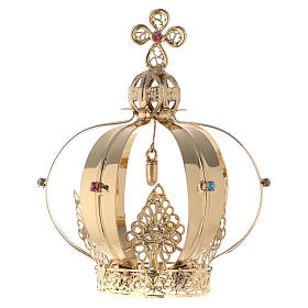 Crown for Our Lady of Fatima's statue with bullet, golden brass, diameter of 2 in