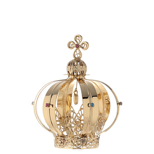 Crown for Our Lady of Fatima's statue with bullet, golden brass, diameter of 2 in 6