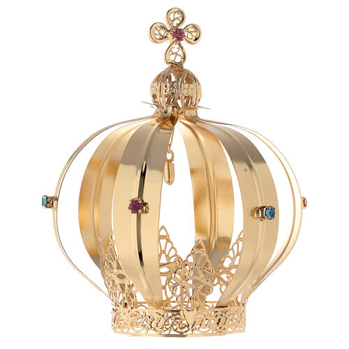 Crown for Our Lady of Fatima's statue with bullet, golden brass, diameter of 2.5 in 1