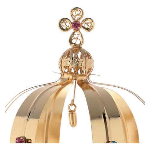 Crown for Our Lady of Fatima's statue with bullet, golden brass, diameter of 2.5 in 2