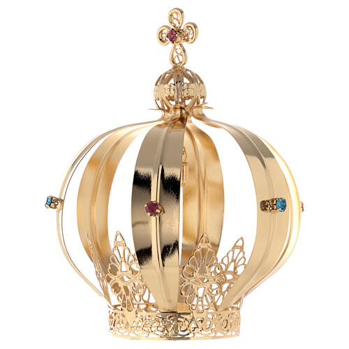 Crown for Our Lady of Fatima's statue with bullet, golden brass, diameter of 2.5 in 3