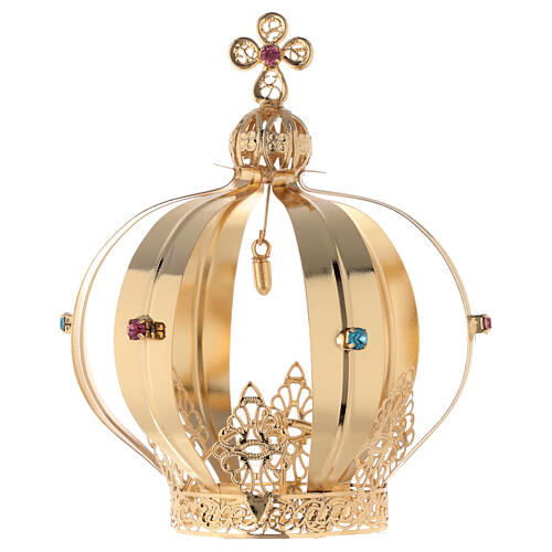 Crown for Our Lady of Fatima's statue with bullet, golden brass, diameter of 2.5 in 4