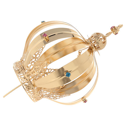 Corona estatuas Virgen proyectil latón dorado diám. 6 cm 5