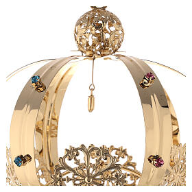 Crown for Our Lady's statue with bullet, golden brass, diameter of 5 in