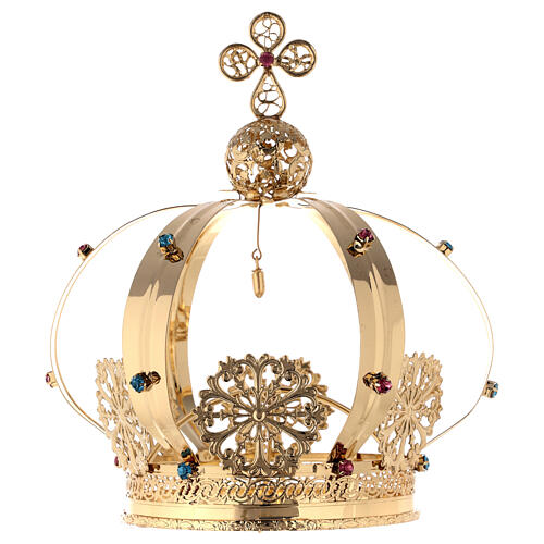 Crown for Our Lady's statue with bullet, golden brass, diameter of 5 in 1