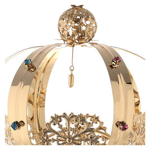 Crown for Our Lady's statue with bullet, golden brass, diameter of 5 in 2
