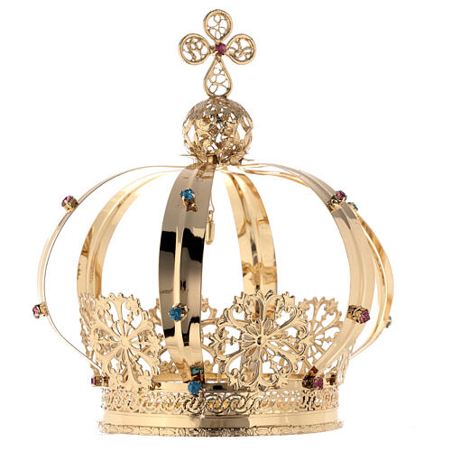 Crown for Our Lady's statue with bullet, golden brass, diameter of 5 in 4