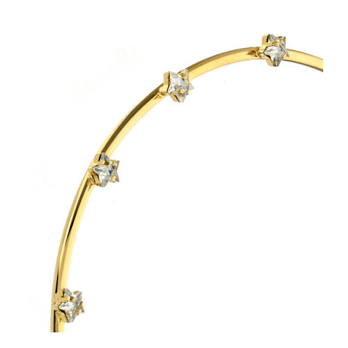 Auréola Nossa Senhora estrelas com pedras latão d. 11 cm 2