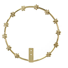 Halo with small 6 pointed stars, gold plated brass, 4 in