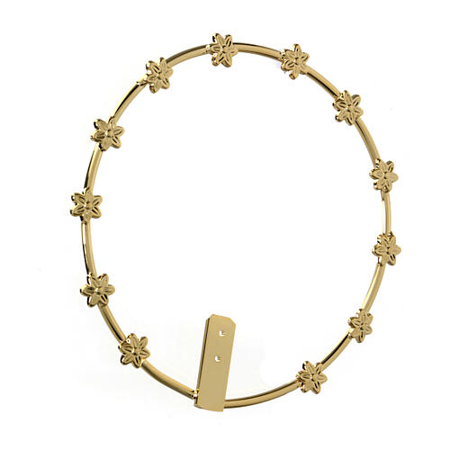 Halo with small 6 pointed stars, gold plated brass, 4 in 3