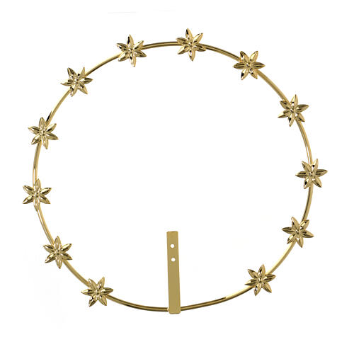 Halo with 6 pointed stars, 9 in, gold plated brass 1