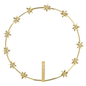 Heiligenschein mit Sternen aus goldfarbenem Messing, Ø 25 cm