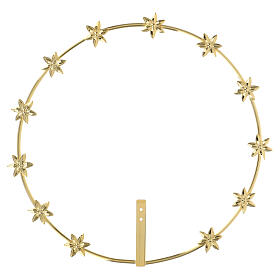 Halo of six pointed stars, gold plated brass, 10 in