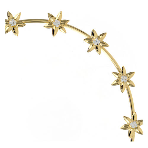 Halo of stars, gold plated brass and rhinestones, 8 in 3