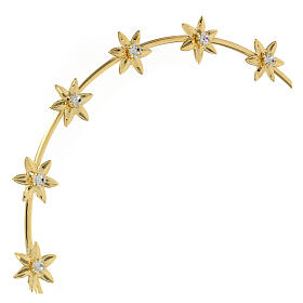 Corona de estrellas latón dorado estrella con cuentas strass 21 cm
