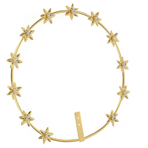 Corona de estrellas latón dorado estrella con cuentas strass 21 cm 4