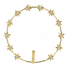 Halo of six pointed stars and rhinestones, gold plated brass, 10 in