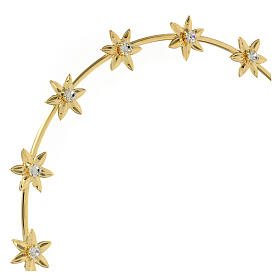 Halo of six pointed stars and rhinestones, gold plated brass, 10 in