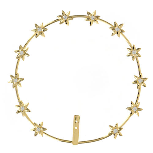 Corona de estrellas con cuentas strass 6 puntas latón dorado 25 cm 1