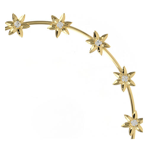 Corona de estrellas con cuentas strass 6 puntas latón dorado 25 cm 4