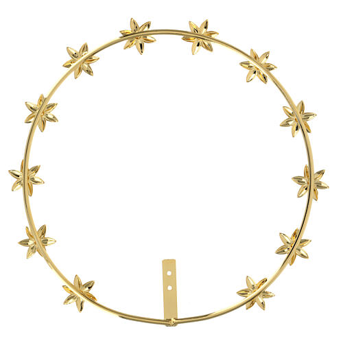 Corona de estrellas con cuentas strass 6 puntas latón dorado 25 cm 5