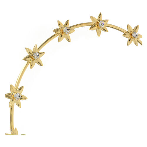 Halo of stars with rhinestones, gold plated brass, 11 in 2