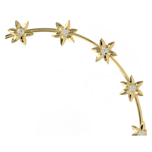 Halo of stars with rhinestones, gold plated brass, 11 in 4