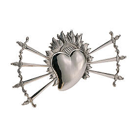 Immaculate Heart with 7 swords by Molina, silver-plated brass, 10 in