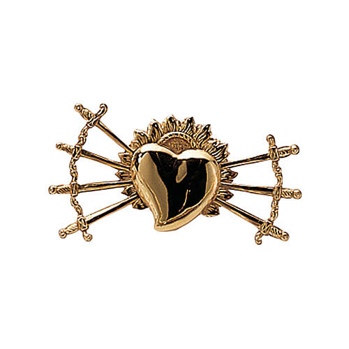 Immaculate Heart with 7 swords by Molina, gold plated brass, 5 in 1