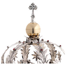 Our Lady's brass halo with red crystals, double finish stars