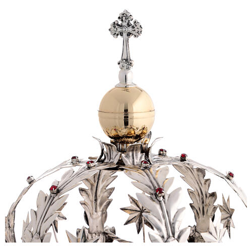 Virgin Mary Star Crown Brass Double Finish with Red Crystals 2