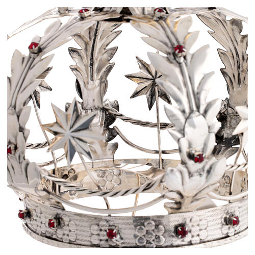 Virgin Mary Star Crown Brass Double Finish with Red Crystals 4