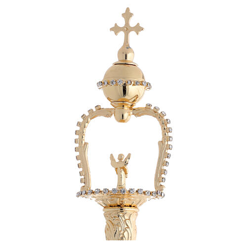 Zepter für Statuen aus goldfarbenem Messing mit Zirkonia, 53,5 cm 6