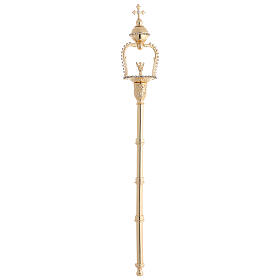 Berło do figury, mosiądz pozłacany i cyrkonie, 50 cm