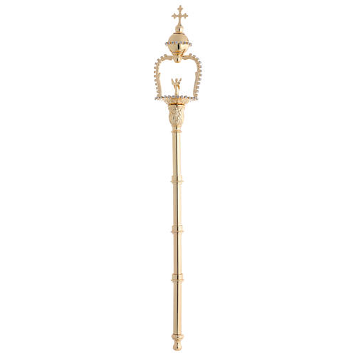Berło do figury, mosiądz pozłacany i cyrkonie, 50 cm 5