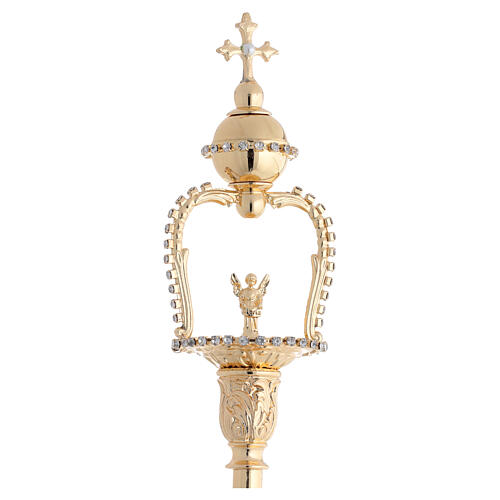 Cetro para estátua em latão dourado e zircões 50 cm 2