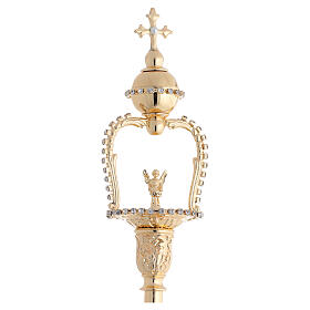 Golden brass scepter for statues with zircons 50 cm