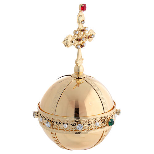 Golden globe with white rhinestones for Baby Jesus of Prague 3