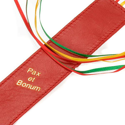 Bookmark for Bible in leather, 6 ribbons Pax et Bonum 2