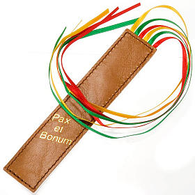 Leather Bookmark for Liturgy of Hours with 6 ribbons Pax et Bonum