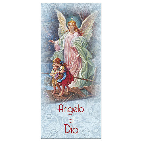 Marcalibros papel perlado Ángel sobre el puente Ángel de Dios 15x5 cm ITA 1