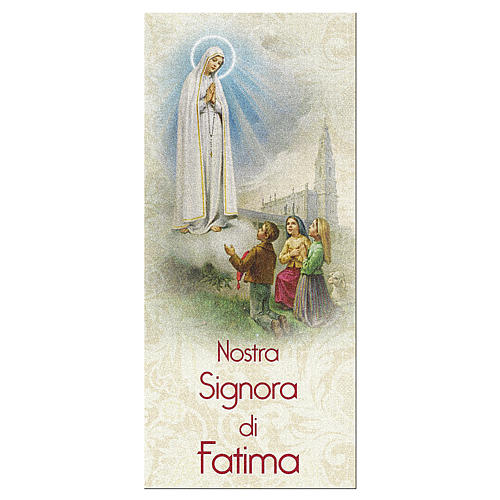 Marque-page papier nacré Notre-Dame de Fatima 15x5 cm ITA 1