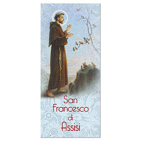 Bookmark in pearl cardboard Saint Francis of Assisi with prayer 15x5 cm ITA