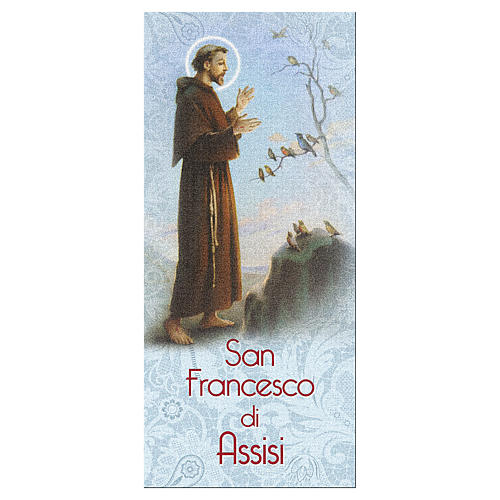 Bookmark in pearl cardboard Saint Francis of Assisi with prayer 15x5 cm ITA 1