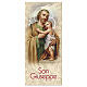 Lesezeichen aus Perlenkarton mit Sankt Joseph und Gebet, 15 x 5 cm ITA s1